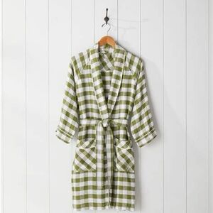 Serena & Lily Hyannis 100% Linen Gingham Robe